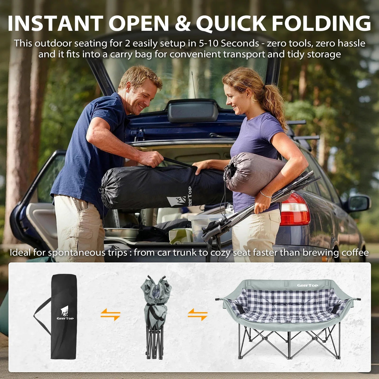 GeerTop Outdoor - GeerTop Oversized Double Folding Camping Chair