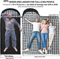 GEERTOP Plus Size Flannel 3 Person 4 Season Sleeping Bag