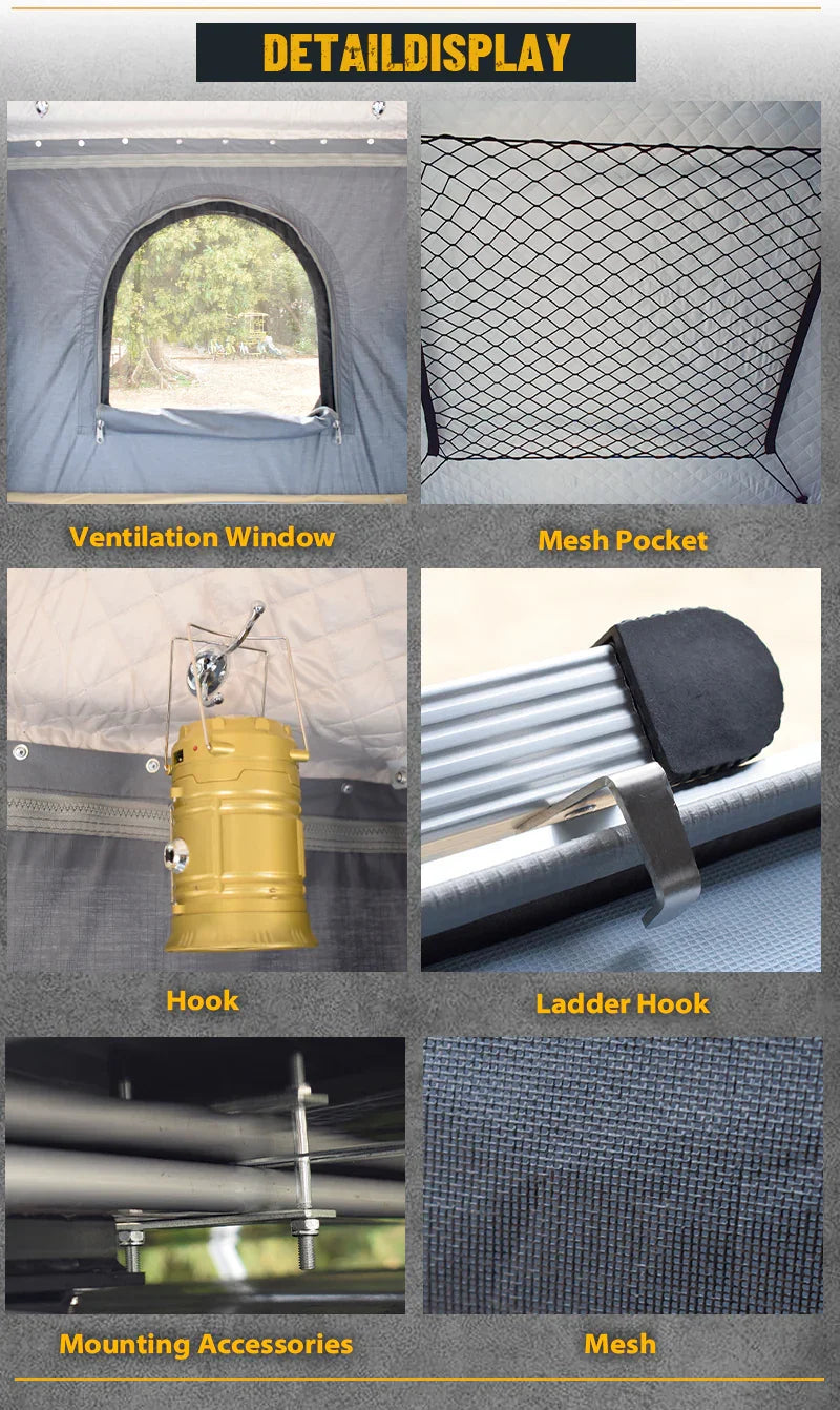 Geertop 1-2 Person SUV Fiberglass Hard Shell Rooftop Tent