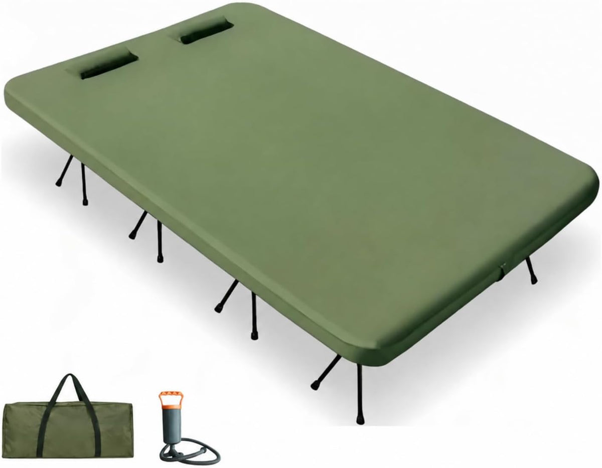 2 Person Camping Cot with Mattress 820 lb Capacity