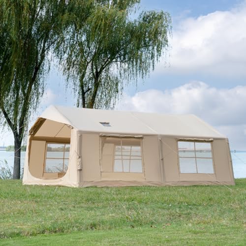 WaldWander 8-12 Person Inflatable Camping Tent with Stove Jack and Rainfly