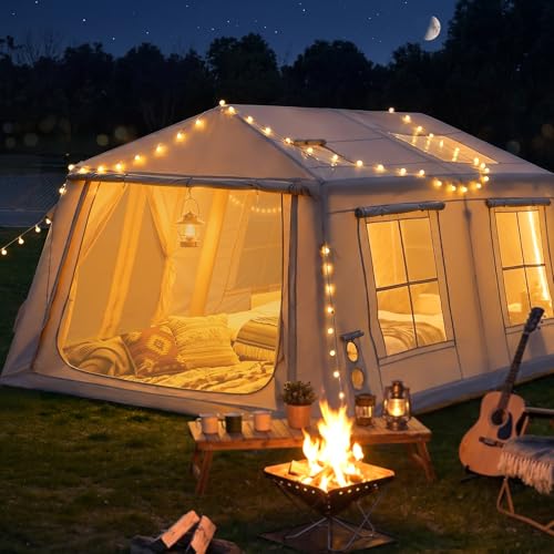 Glonerle 8-10 Person Inflatable Camping Tent with Stove Jack and Awning
