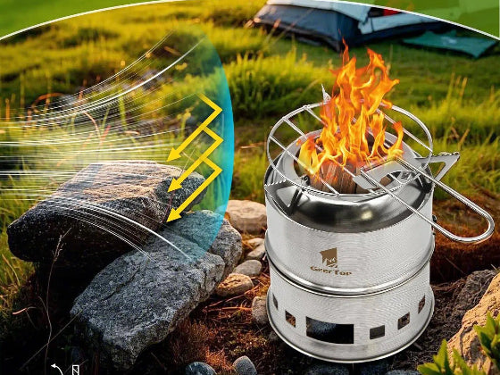 GEERTOP 3-in-1 Multi-Fuel Camping Stove - Propane/Wood/Alcohol