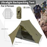 GEERTOP 2 Person 3 Season Ultralight Trekking Poles Supported Backpacking Tent