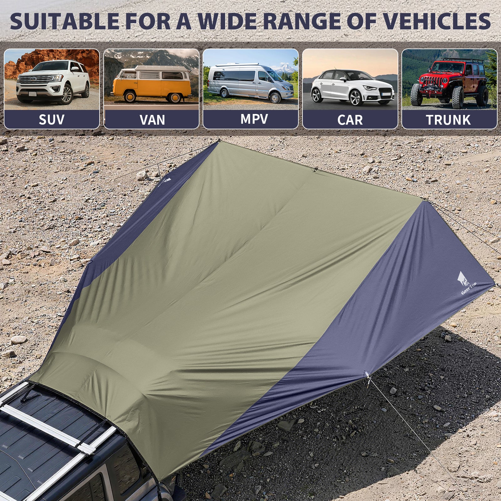 GEERTOP Large Waterproof Blackout Car Awning Tarp