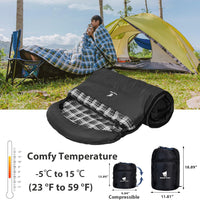 GEERTOP Plus Size Flannel 3 Person 4 Season Sleeping Bag