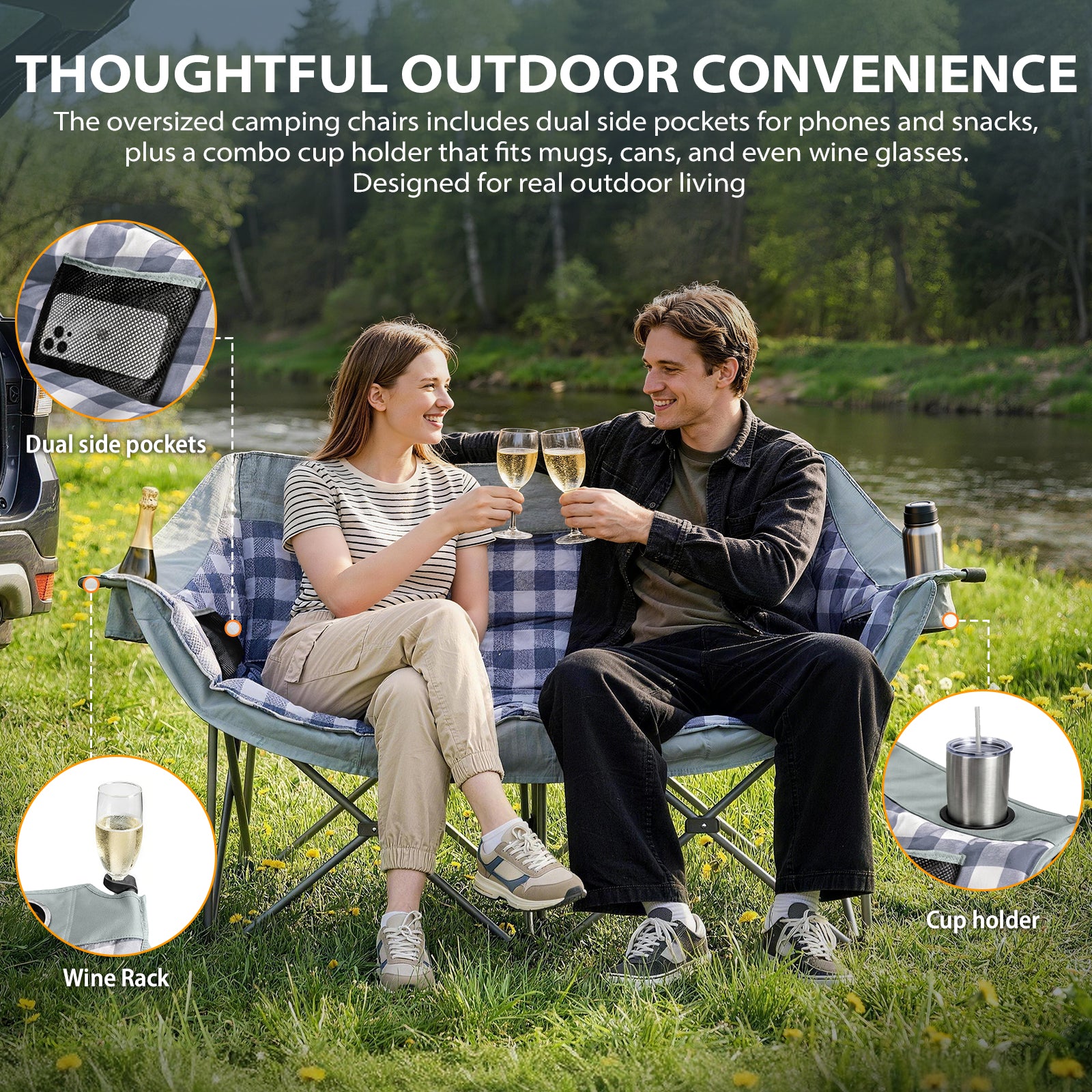 GeerTop Oversized Double Folding Camping Chair