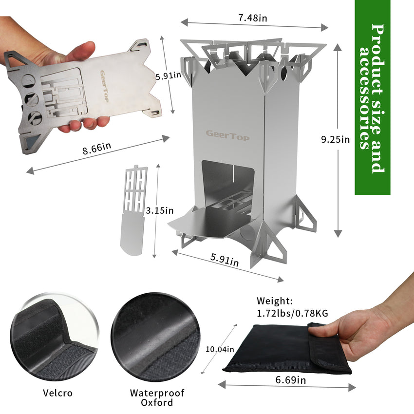 GEERTOP Wood Burning Camping Rocket Stove