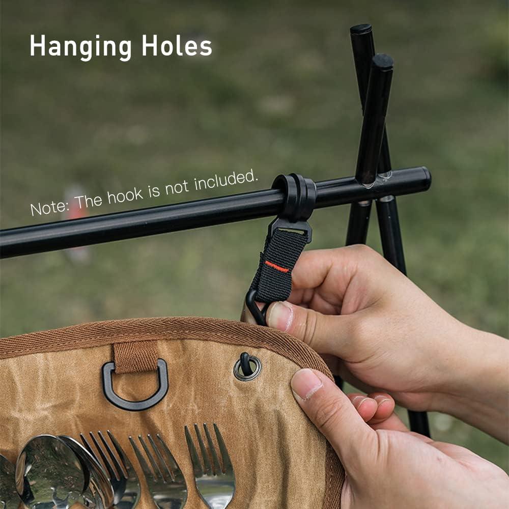 GEERTOP Canvas Cutlery Roll with 11-Piece Utensil Set