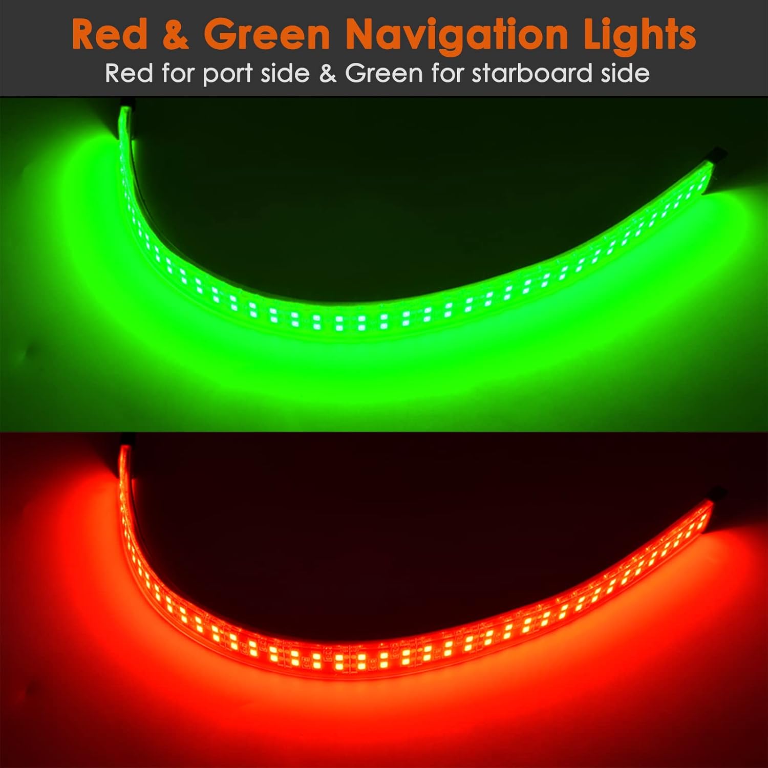 LED Boat Lights Navigation Light [84 LEDs Per Strip] Dual Row Marine Bow Light Sidelights 12V IP68 Waterproof for Pontoon Kayak Yacht Fishing Boat - 1 Pair, Red & Green