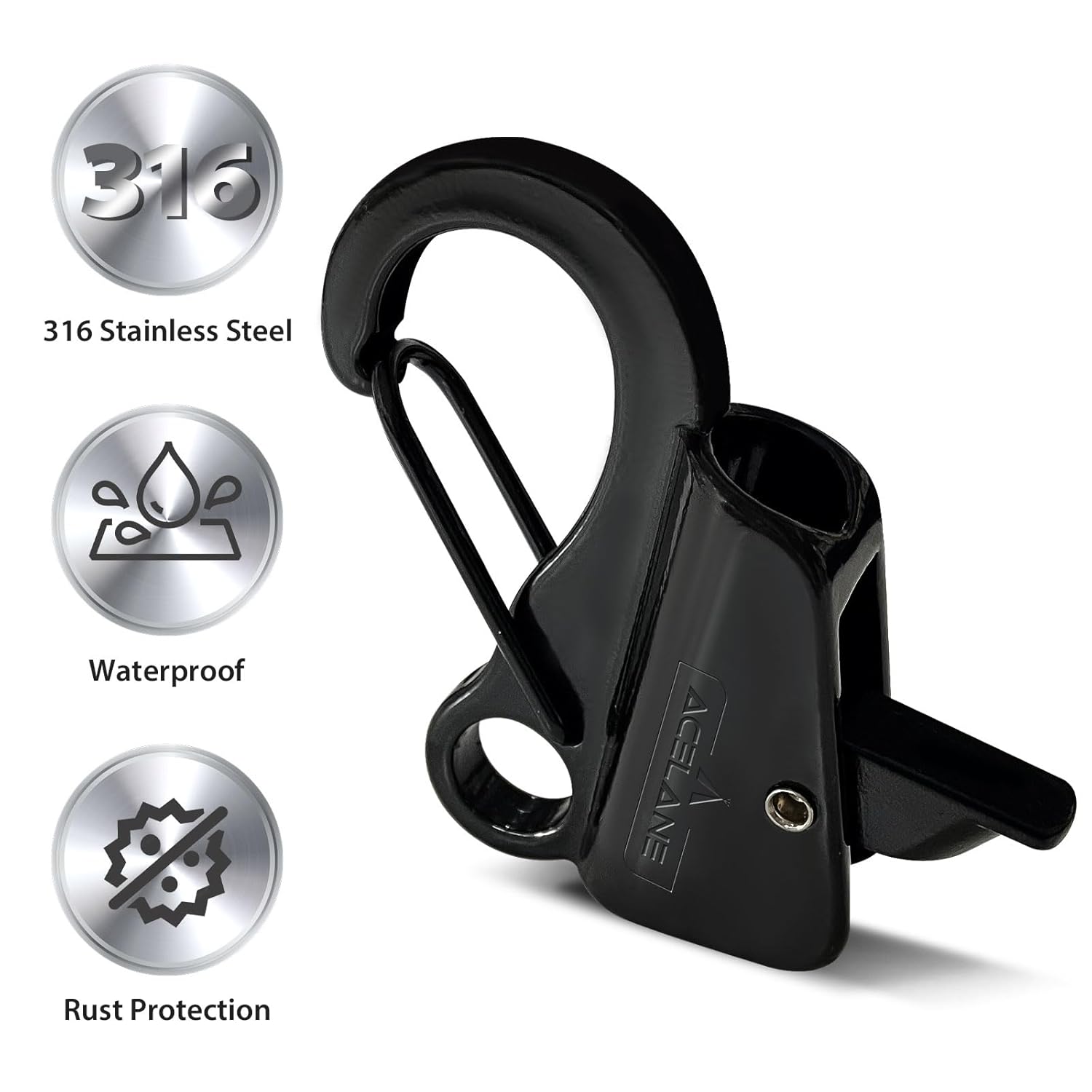 4 Pack Boat Fender Clips Quick Release, Stainless Steel Boat Bumper Hangers for Boat Rail Boat Docking, Black