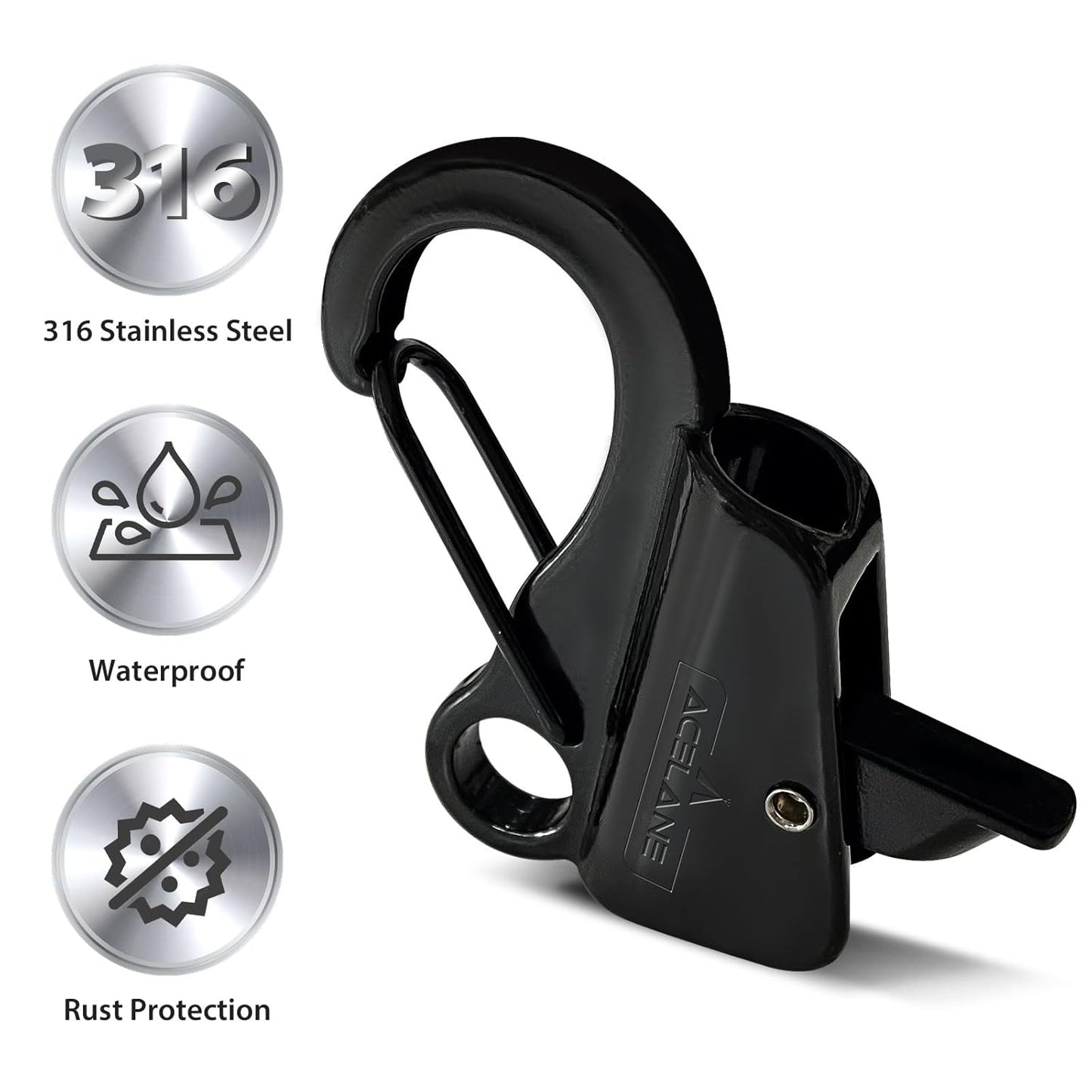 4 Pack Boat Fender Clips Quick Release, Stainless Steel Boat Bumper Hangers for Boat Rail Boat Docking, Black