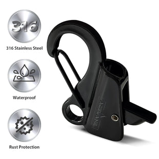 4 Pack Boat Fender Clips Quick Release, Stainless Steel Boat Bumper Hangers for Boat Rail Boat Docking, Black