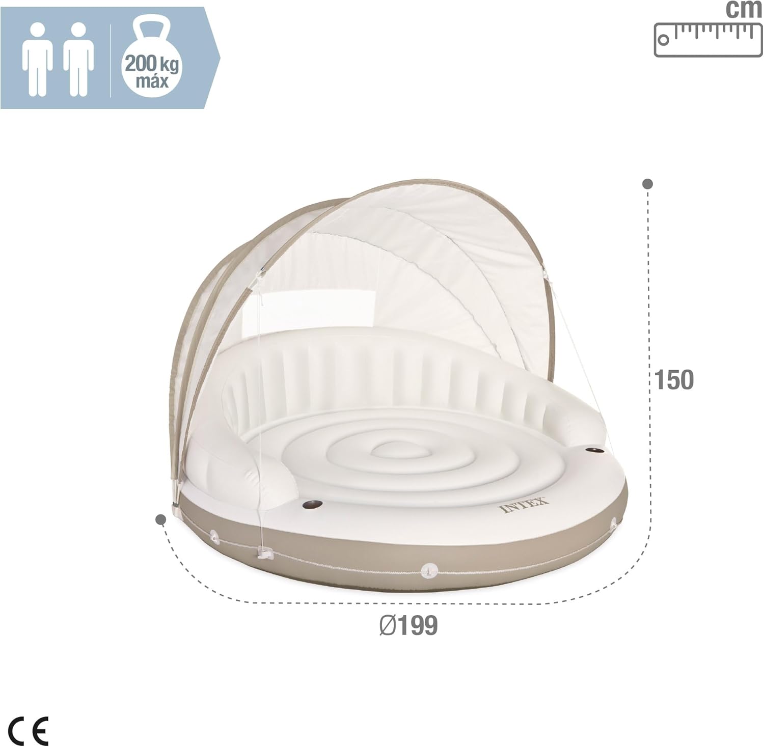 Intex Canopy Island Inflatable Pool Float with Detachable Sunshade White/Tan