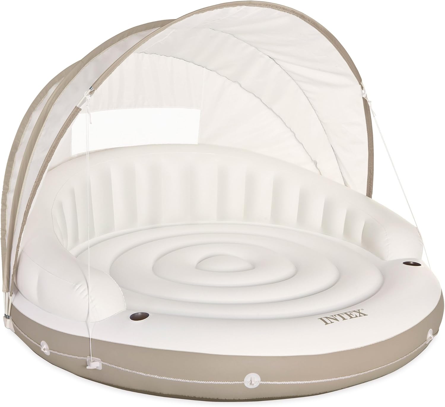 Intex Canopy Island Inflatable Pool Float with Detachable Sunshade White/Tan