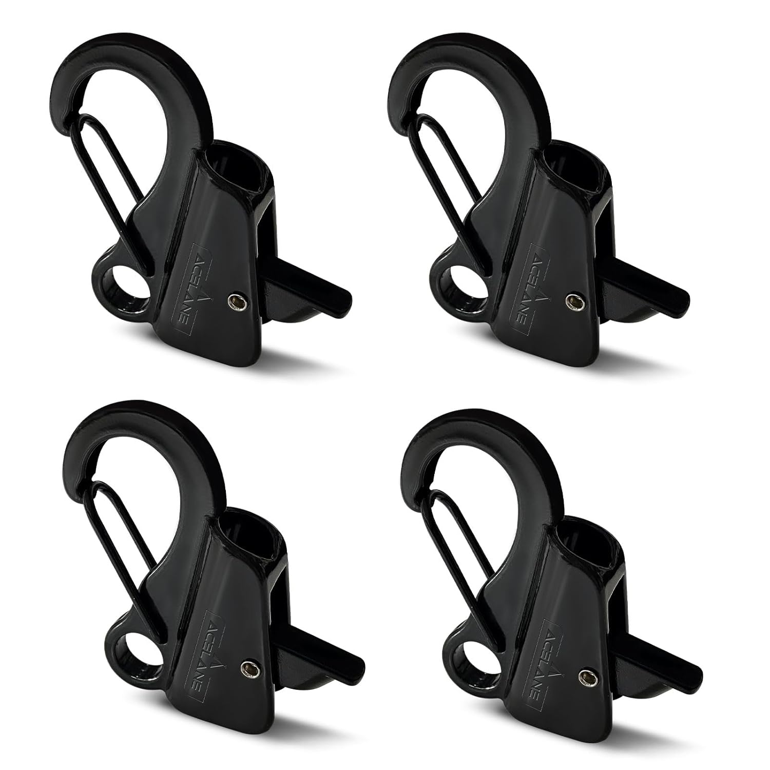 4 Pack Boat Fender Clips Quick Release, Stainless Steel Boat Bumper Hangers for Boat Rail Boat Docking, Black