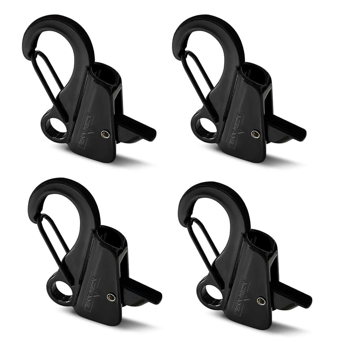 4 Pack Boat Fender Clips Quick Release, Stainless Steel Boat Bumper Hangers for Boat Rail Boat Docking, Black