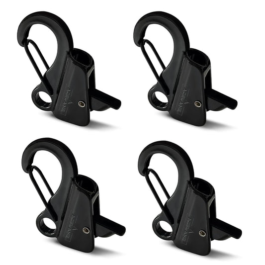 4 Pack Boat Fender Clips Quick Release, Stainless Steel Boat Bumper Hangers for Boat Rail Boat Docking, Black