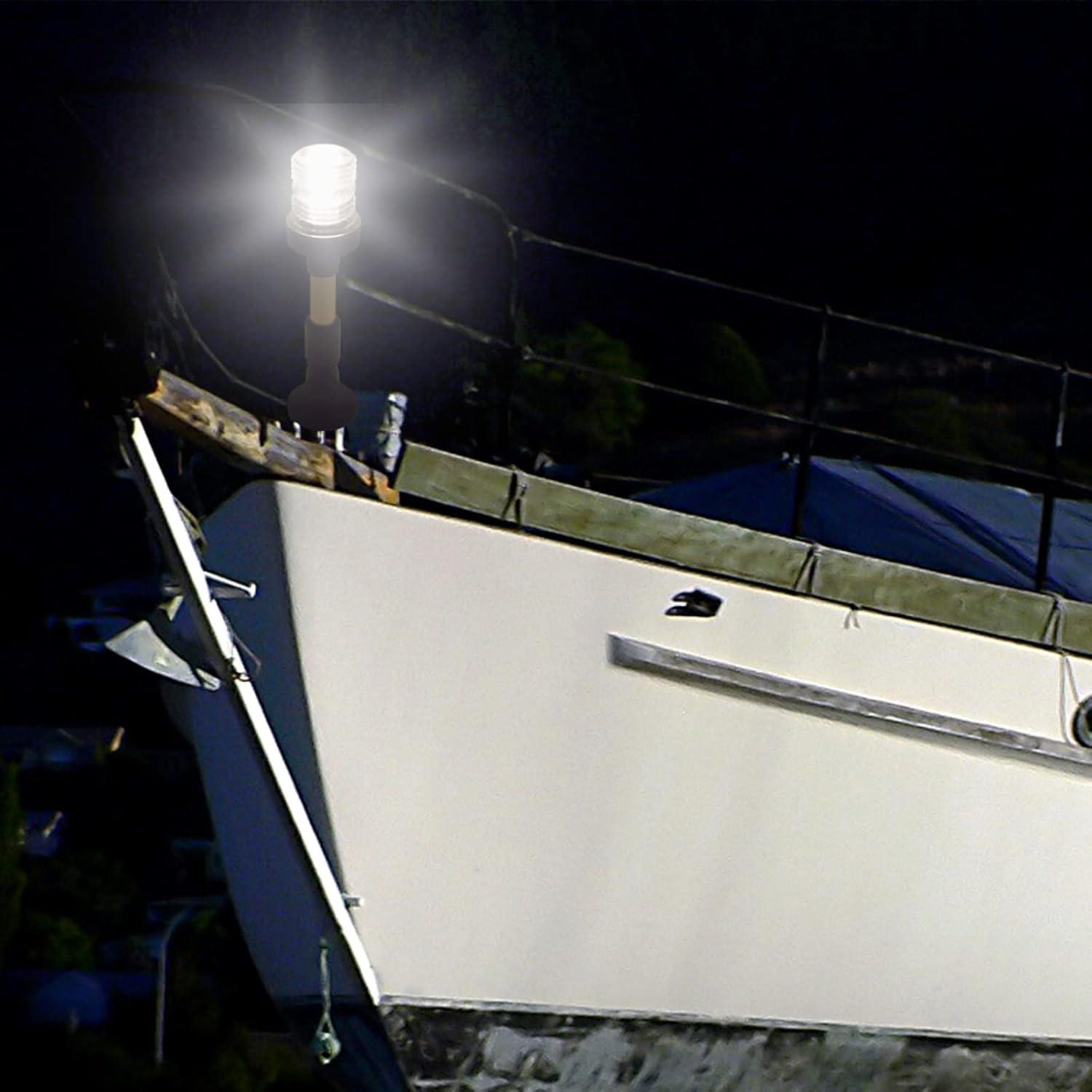 9 Inches Led Stern Lights for Boats, 180° Fold Down Adjustable Boat Anchor Light, All Around 360° White Pontoon Stern Light, 12-24V IP66 Waterproof Boat Navigation Light