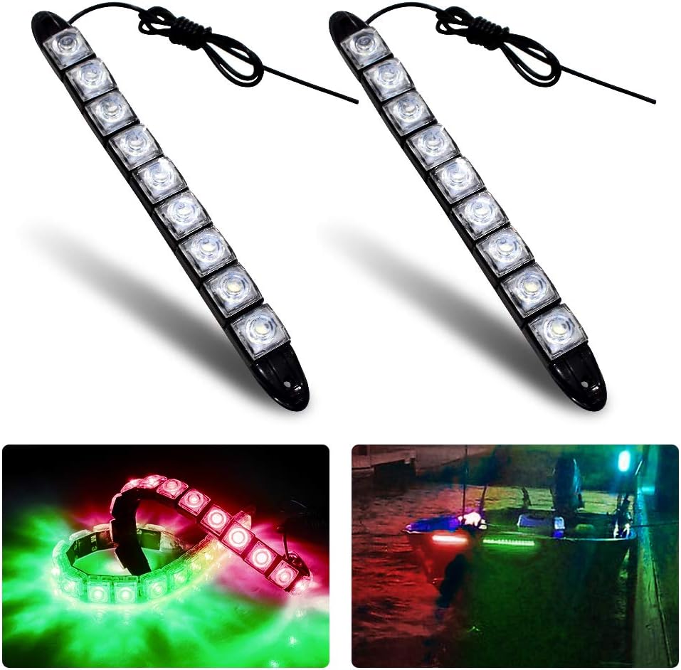 Marine Navigation Lights Green and Red LED Lights Navigation Lights LED Strip Lights Boat Light Bow Side Port Starboard IP67 Waterproof for Boating Fishing Yacht, Pontoons, Chandlery Boat