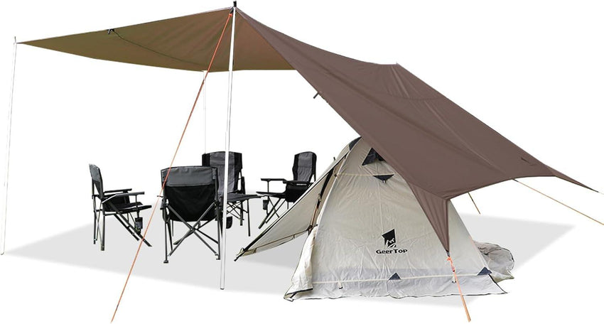 GEERTOP Brown Swallowtail Forked Tail Tarp Waterproof UV Resistant Durable