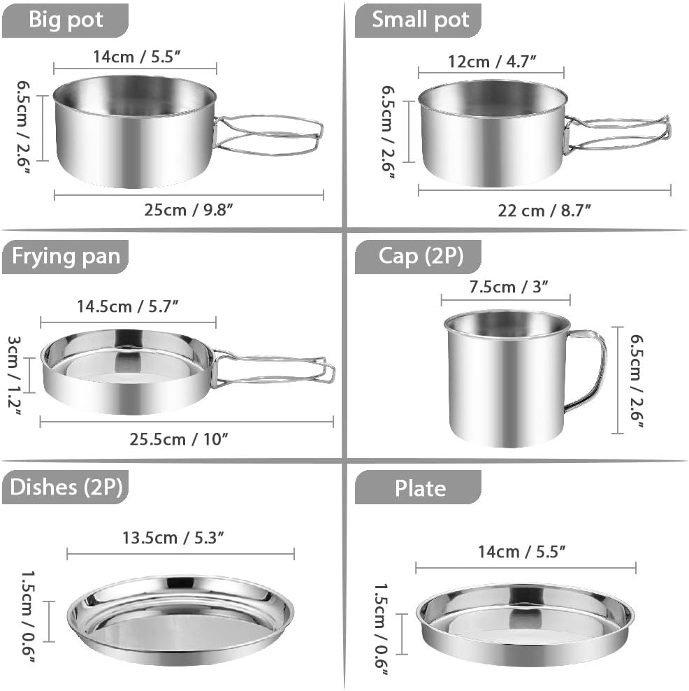 GeerTop Outdoor - Geertop Portable Ultralight Backpacking Cookware Set
