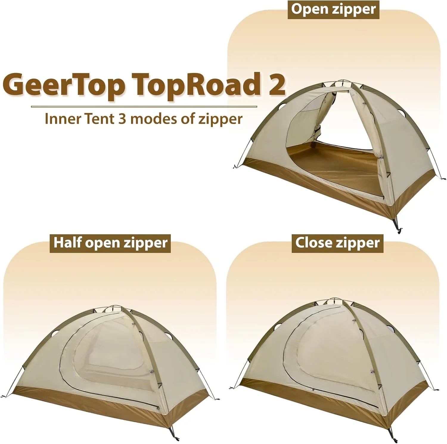 GEERTOP Khaki 4-Season Backpacking Tent - 3000mm Waterproof, 2-Person​