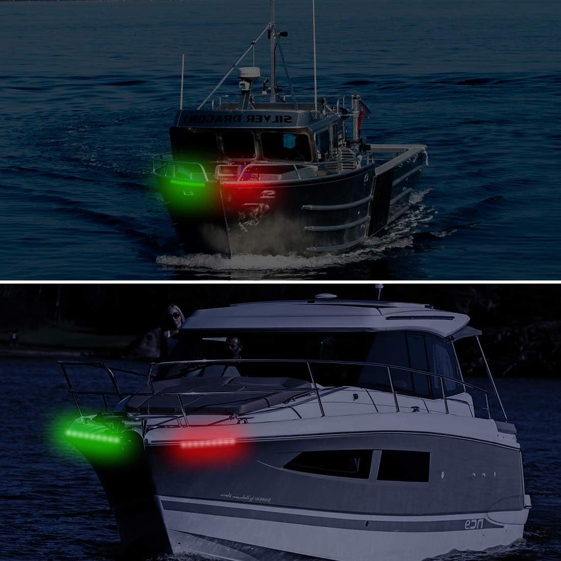 Marine Navigation Lights Green and Red LED Lights Navigation Lights LED Strip Lights Boat Light Bow Side Port Starboard IP67 Waterproof for Boating Fishing Yacht, Pontoons, Chandlery Boat