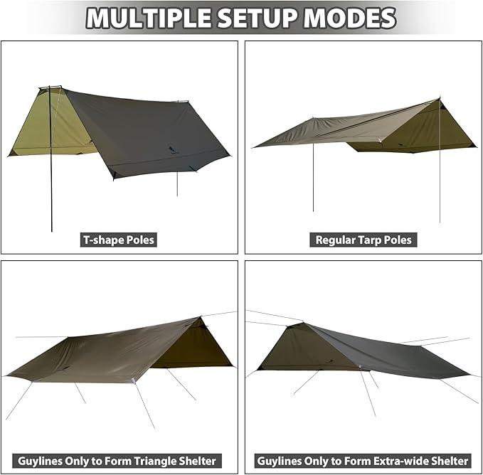 kalinco tarp GEERTOP GEERTOP Waterproof Sunshade Canopy Camping Tarp, Without Pole