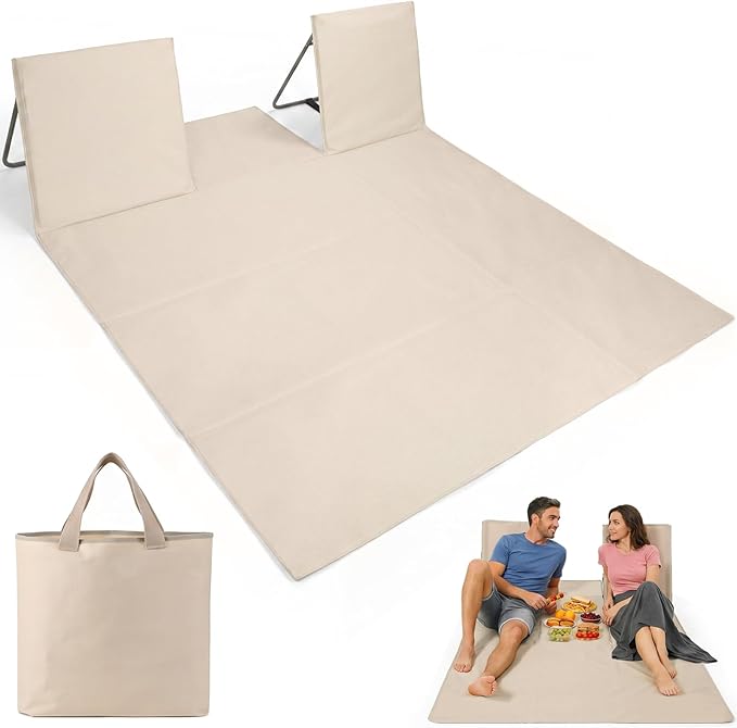 CAMPHILL 2-Person Portable Beach Lounge Chair Oversized Beige