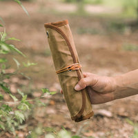 GEERTOP Waxed Canvas Cutlery Roll with 11-Piece Utensil Set