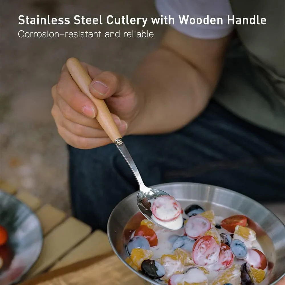 GEERTOP Canvas Cutlery Roll with 11-Piece Utensil Set