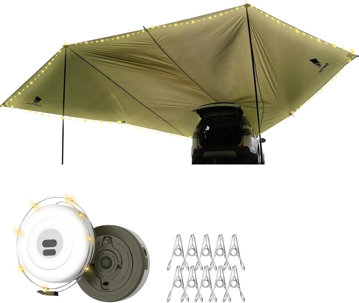 GEERTOP Shelter Car Awning Camping Tarp With Light - GeerTop Outdoor