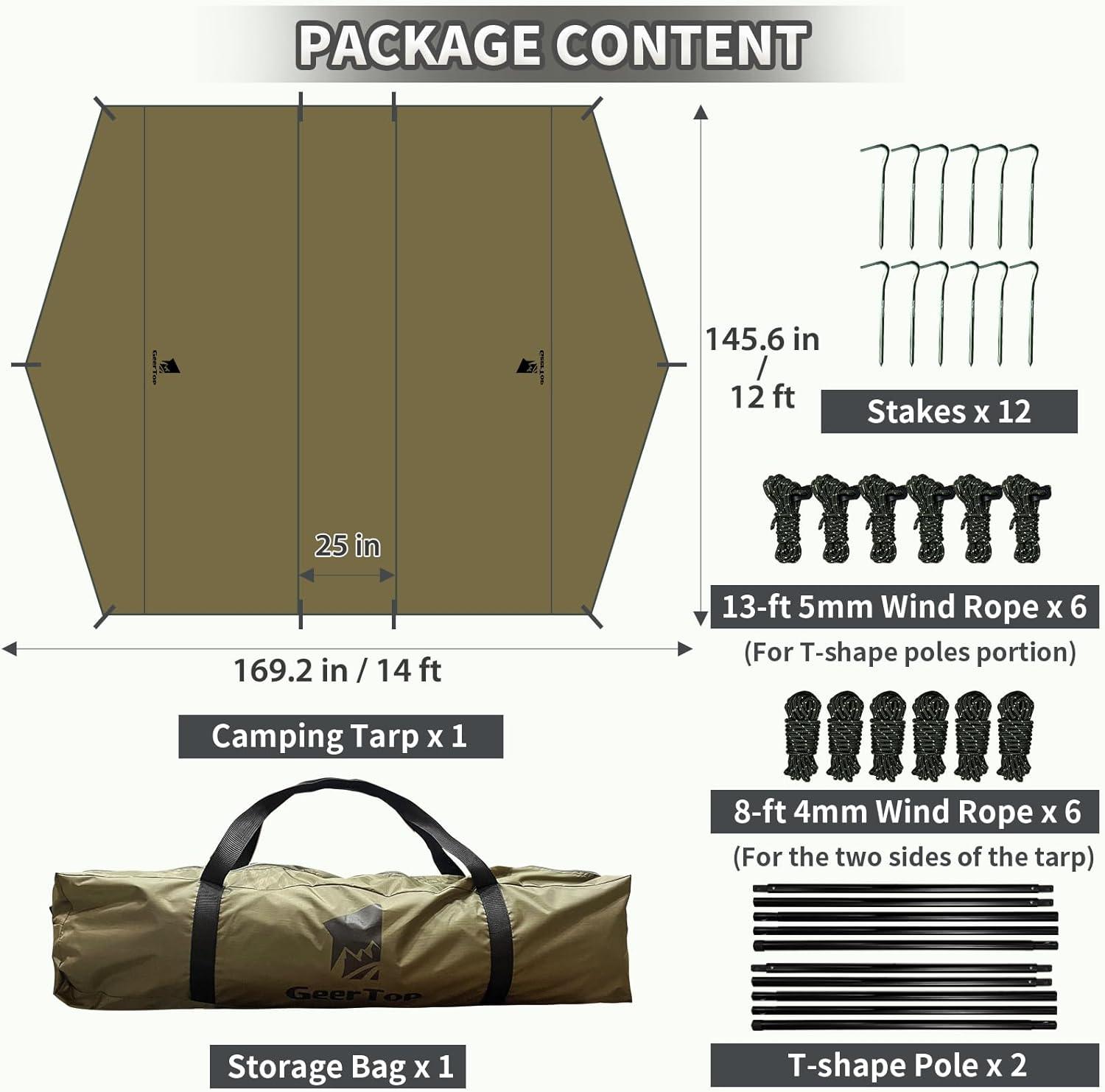 pelican rain tarp GEERTOP GEERTOP Waterproof Sunshade Canopy Camping Tarp, Without Pole