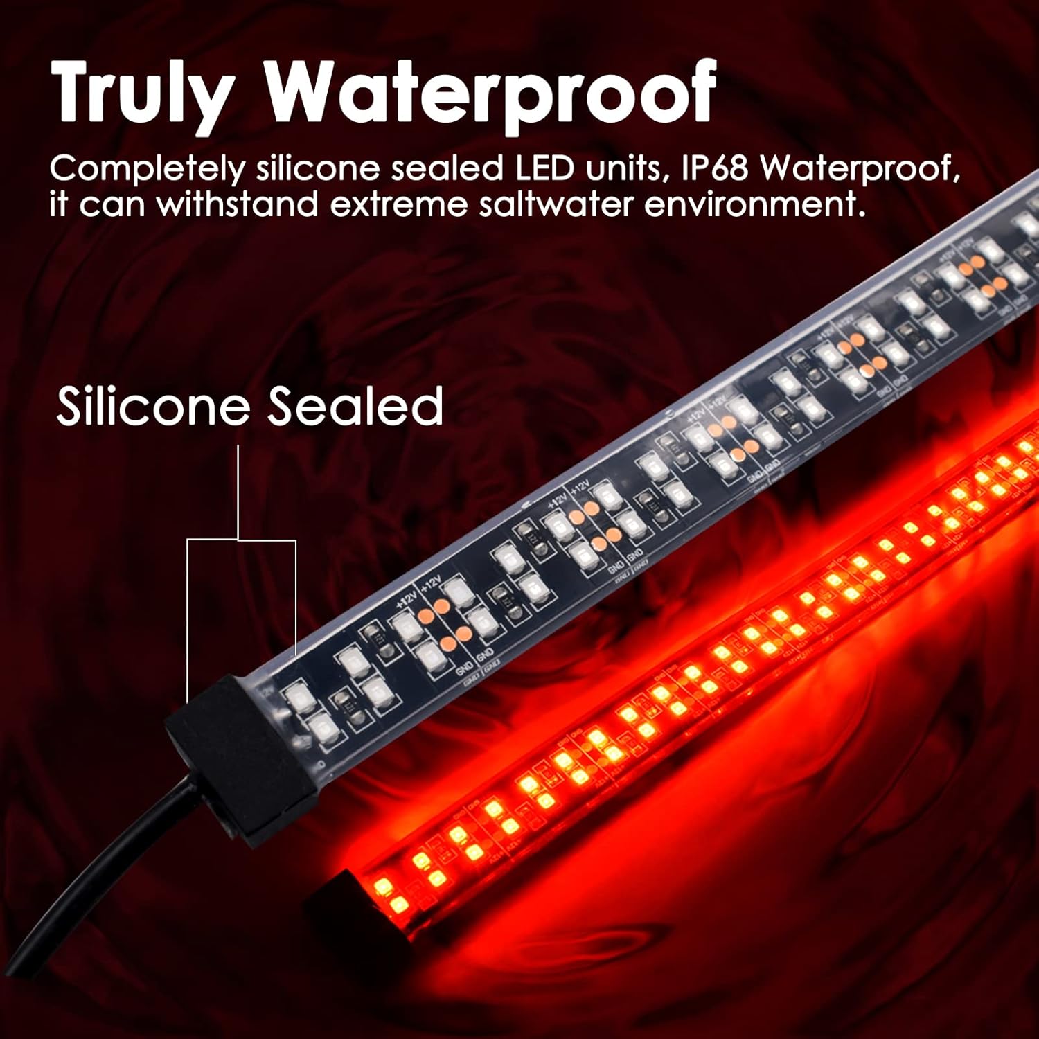 LED Boat Lights Navigation Light [84 LEDs Per Strip] Dual Row Marine Bow Light Sidelights 12V IP68 Waterproof for Pontoon Kayak Yacht Fishing Boat - 1 Pair, Red & Green