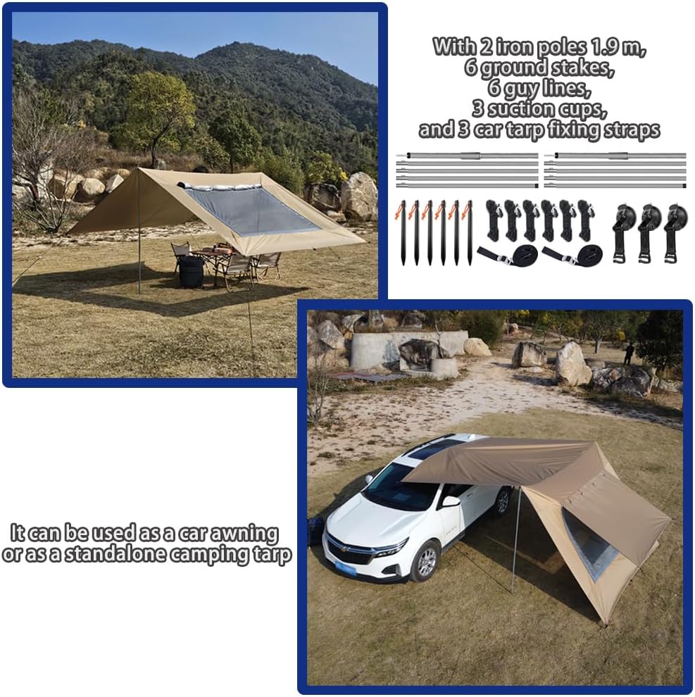 HipierFx 10x16 ft Car Side Awning Camping Tarp with Screen Window