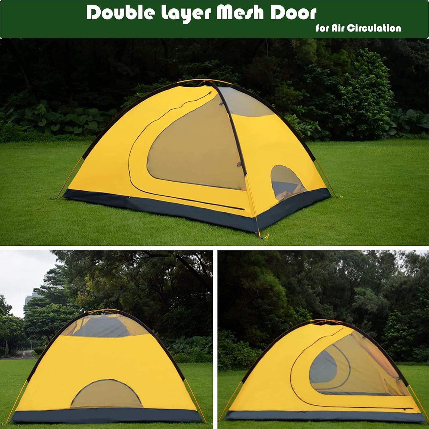 GEERTOP Yellow 4-Person Waterproof Camping Tent – Lightweight & Easy Setup