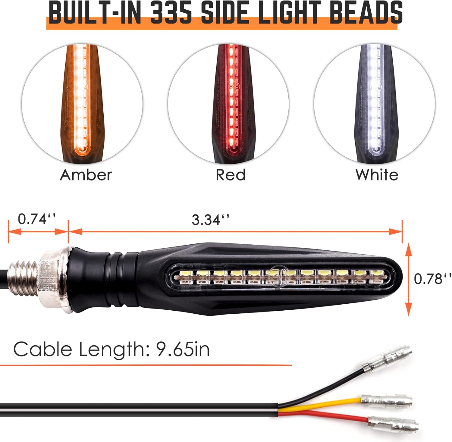 Motorcycle Indicator Lights Flowing LED Turn Signal Lights Blinkers Brake Light Daytime Running Light Rear Front 12V for Motorbike Scooter Quad Cruiser Harley Kawasaki Yamaha Suzuki Off Road