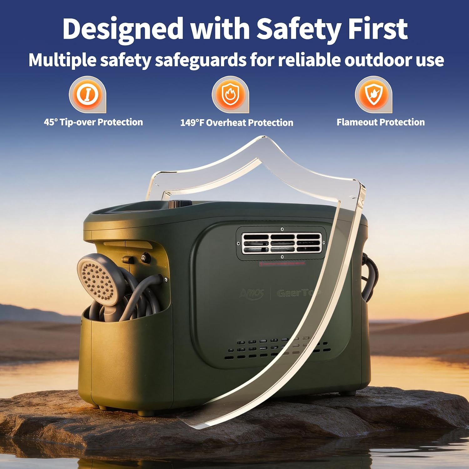 GEERTOP Propane Portable Water Heater for Camping Shower Green