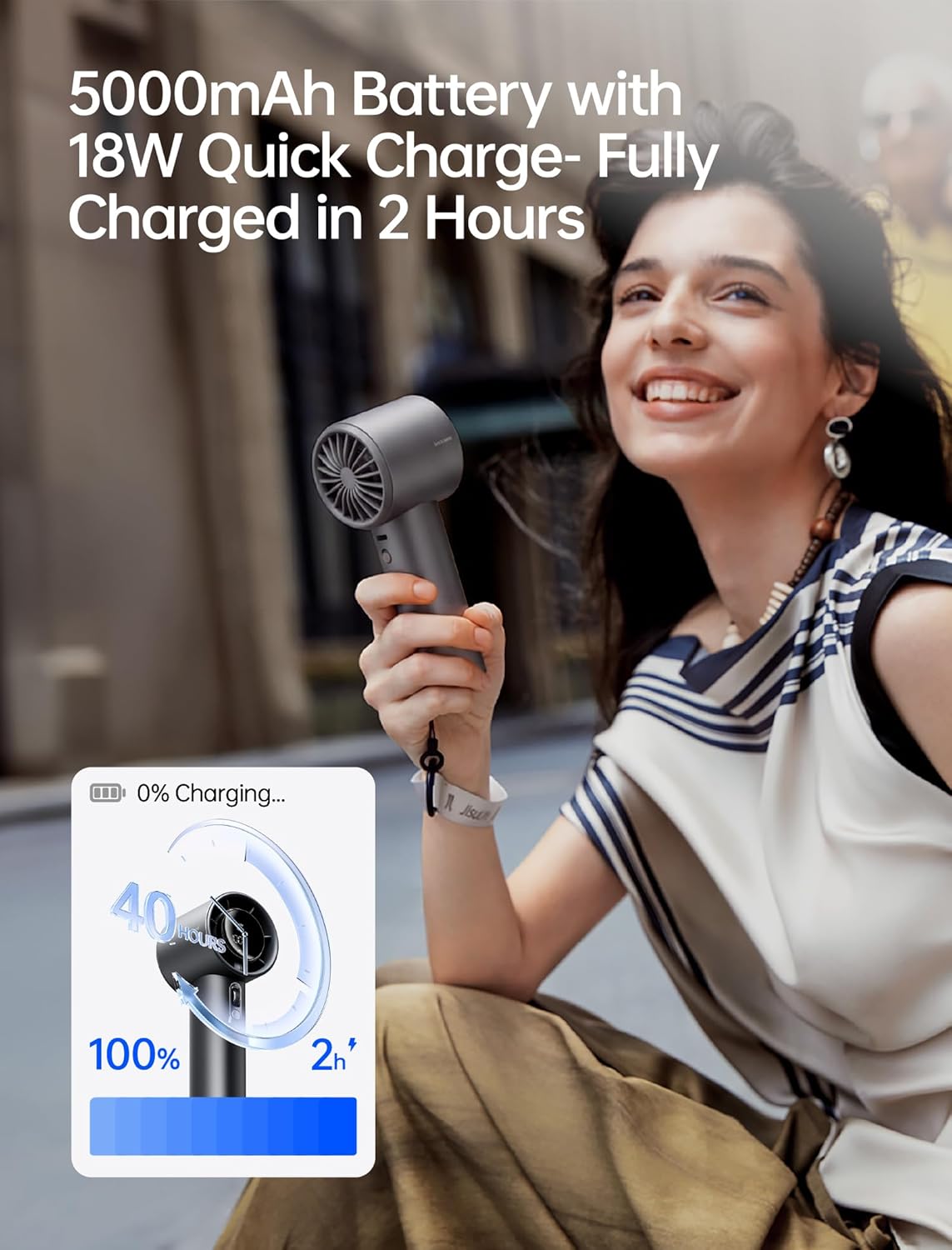 JISULIFE Handheld Fan Pro1S Portable Personal Fan Starry Grey