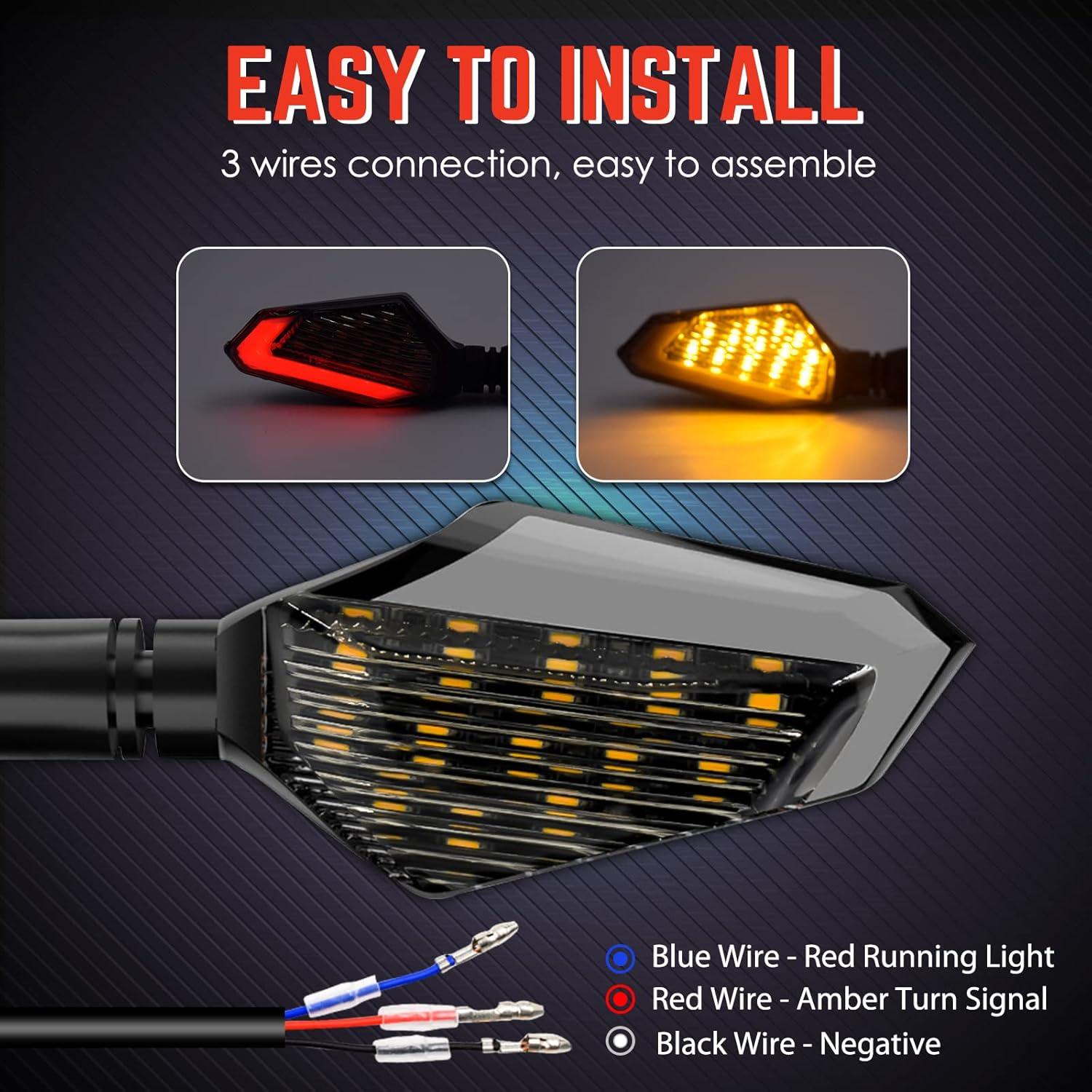 Universal Motorcycle LED Turn Signals – 12V Amber/Red Blinkers (Pack of 2) - GeerTop Outdoor