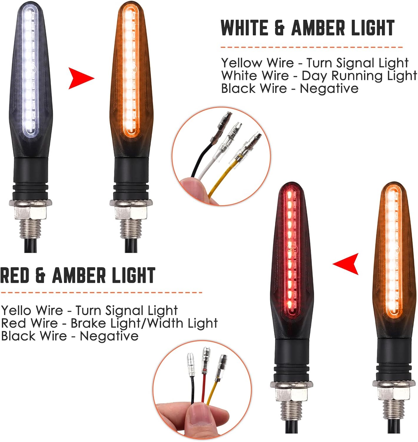 Motorcycle Indicator Lights Flowing LED Turn Signal Lights Blinkers Brake Light Daytime Running Light Rear Front 12V for Motorbike Scooter Quad Cruiser Harley Kawasaki Yamaha Suzuki Off Road