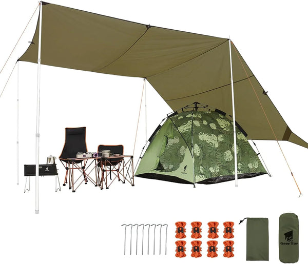 GEERTOP Green Swallowtail Forked Tail Tarp Waterproof UV Resistant Durable