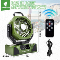 GEERTOP 20000mAh Portable Camping Fan Rechargeable, Battery Operated Tent Fans with LED Lantern for Outdoor Backpacking Travel