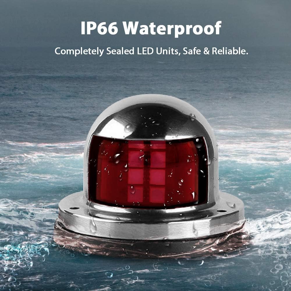 One Pair LED Navigation Lights Red and Green Lights Marine Sailing Signal Lights Stainless Steel 12V Bow Side Port Starboard for Boating Fishing Yacht, Pontoons, Chandlery Boat