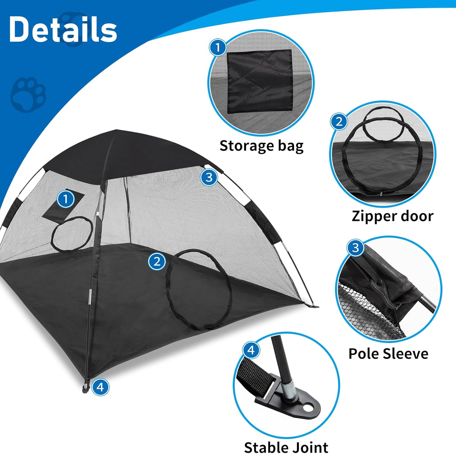 GEERTOP Portable Outdoor Mesh Cat/Dog Tent