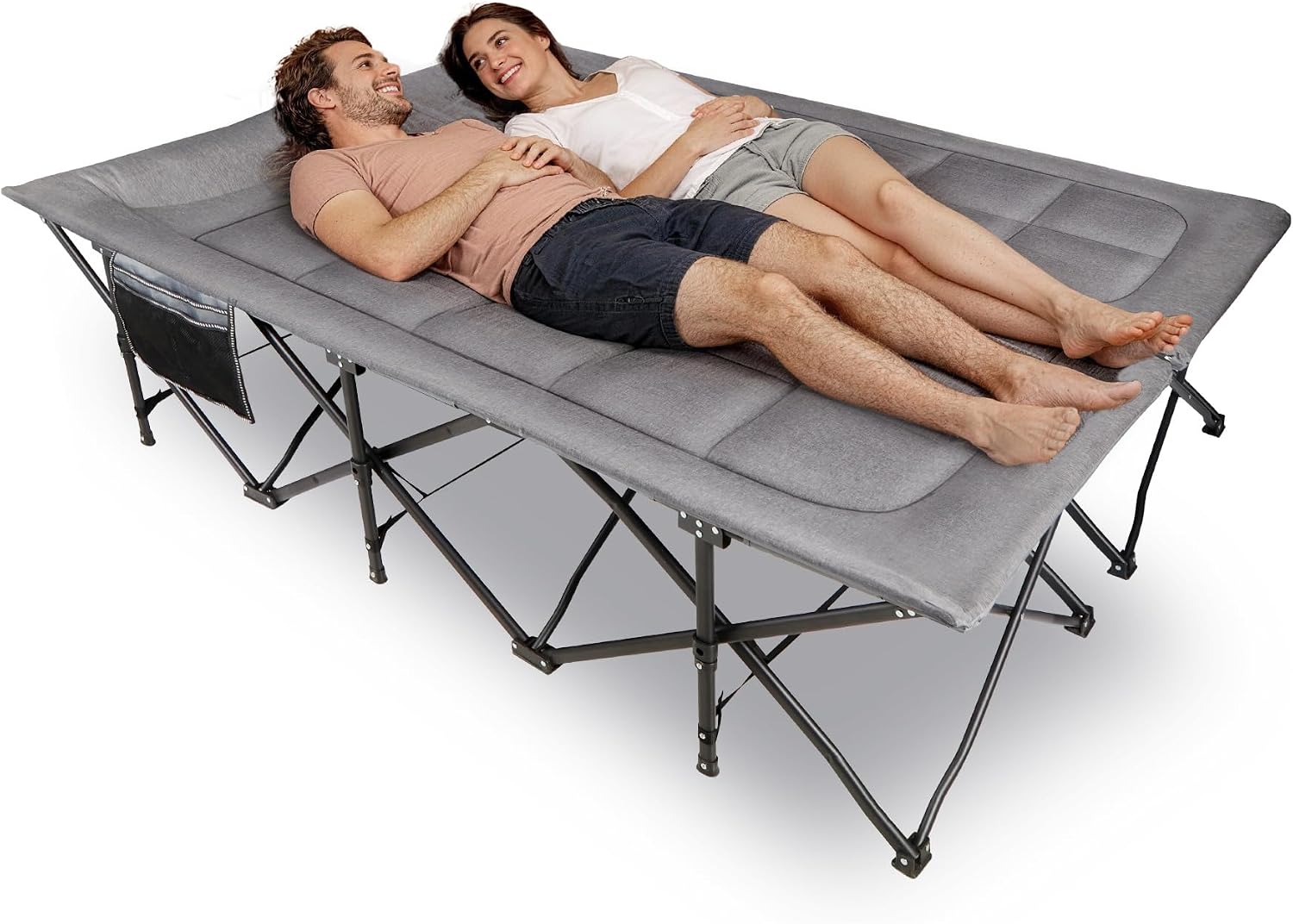 RedSwing 2-Person Folding Camping Cot Extra Wide Heavy Duty Grey