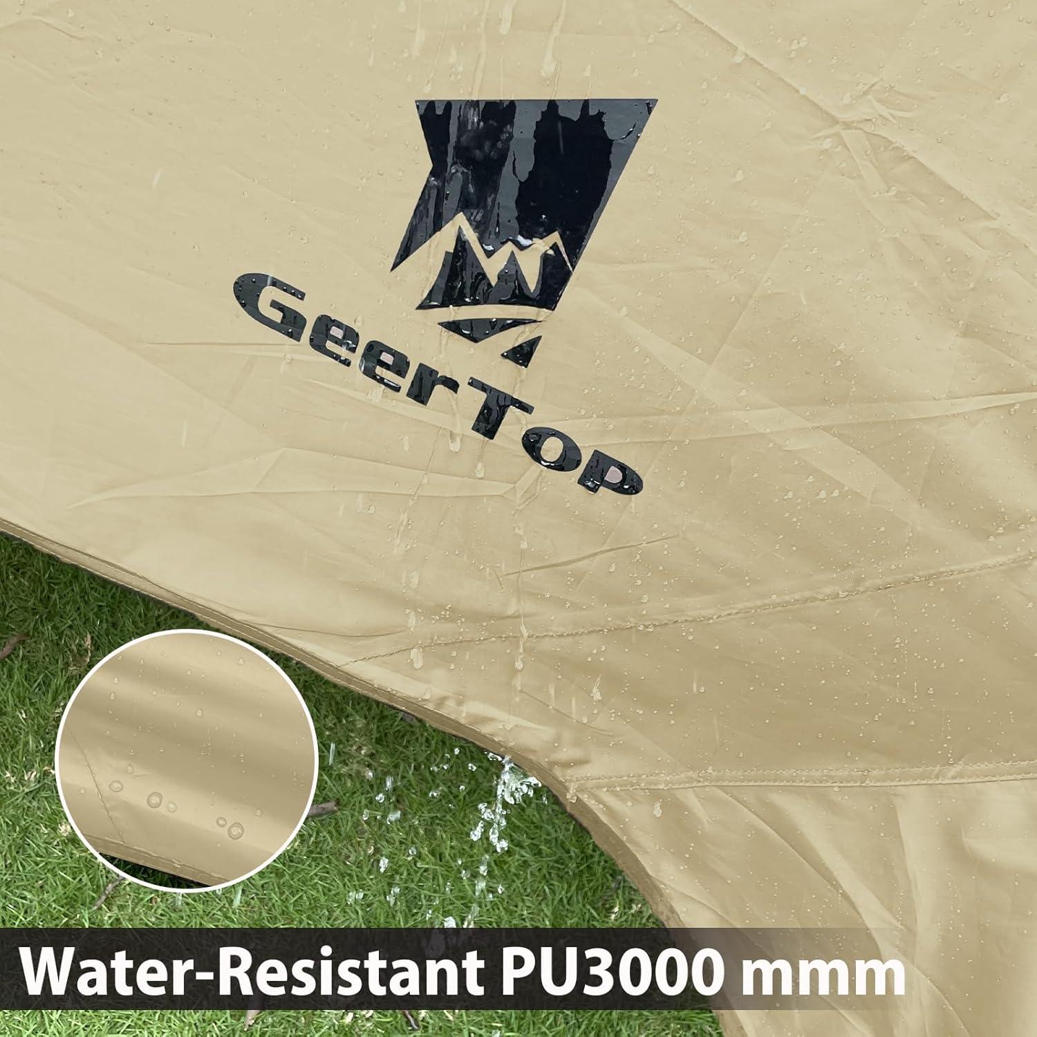 GEERTOP Khaki Swallowtail Forked Tail Tarp Waterproof UV Resistant Durable - GeerTop Outdoor