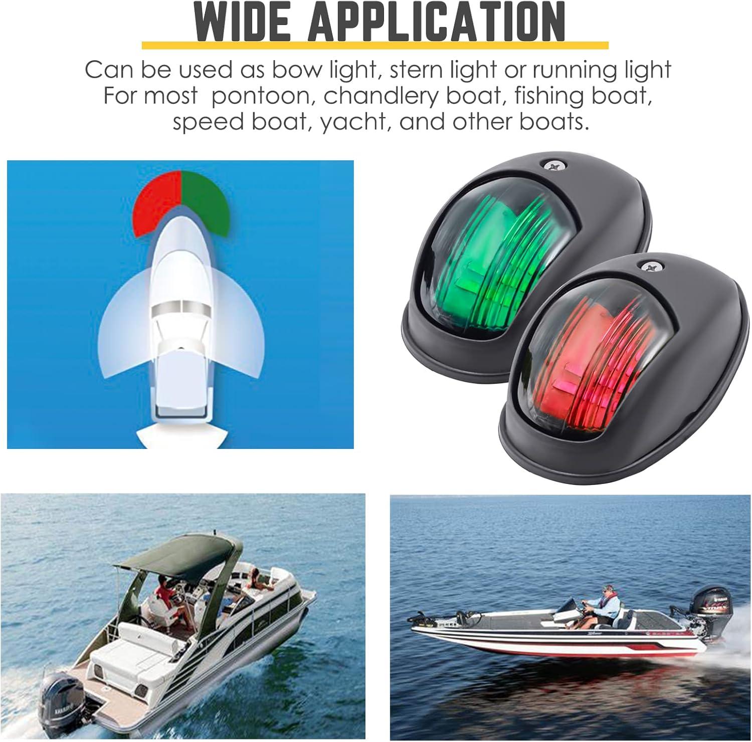LED Boat Bow Navigation Lights - Red/Green Sidelights, 12V, IP65 - GeerTop Outdoor