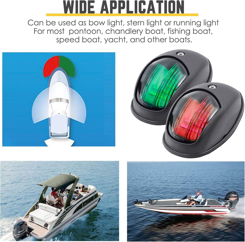 LED Boat Bow Navigation Lights - Red/Green Sidelights, 12V, IP65 - GeerTop Outdoor
